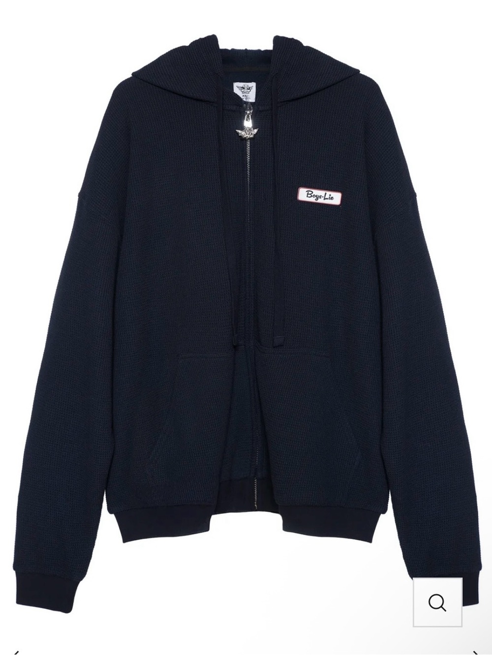 Boys Lie Navy Hooded Zip Sweatshirt with Logo Patch NAME 'EM HARLEY ZIP